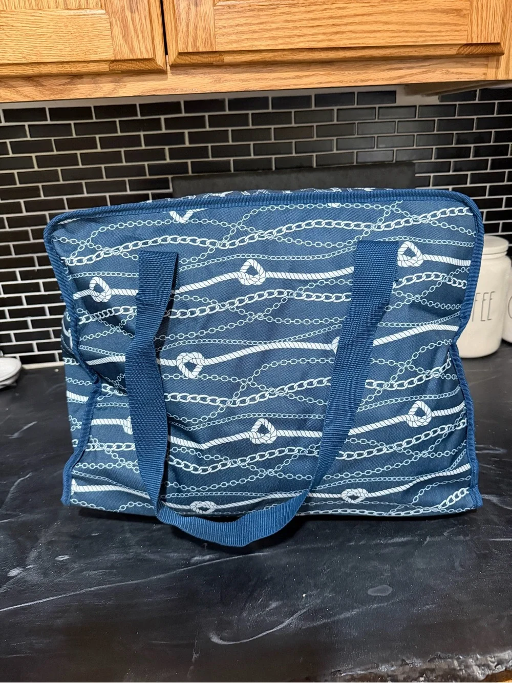 Nautical Rope Print Tote with 